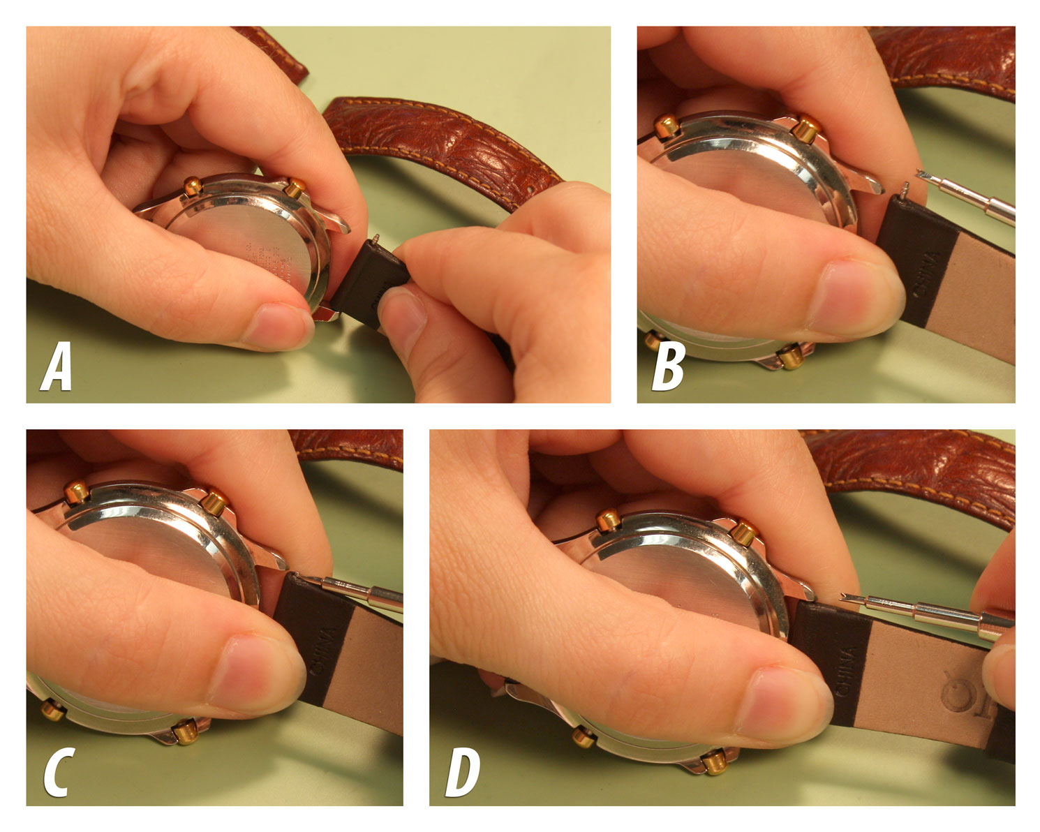 How to Change a Leather Watch Band Spring Bar Style without Holes on