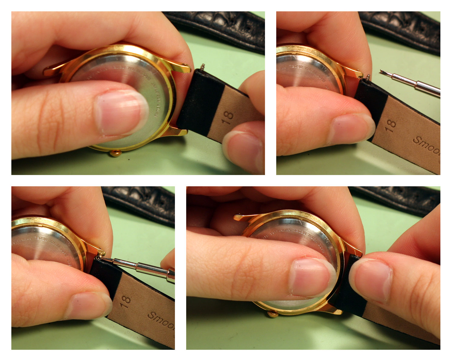 How to Change a Leather Watch Band Spring Bar Style with Holes on the